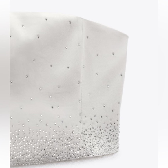 ZARA…. SHINY STRAPLESS  SATIN TOP - Picture 2 of 12